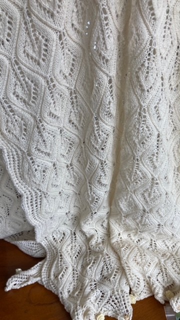 Merino Lace Stola Creme Weiß