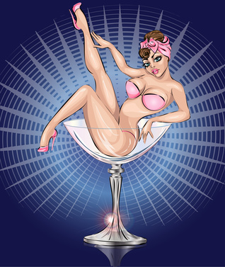 Burlesque - Dame in Martini Glas
